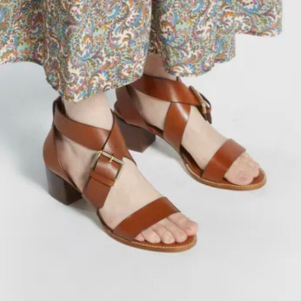 Vanessa Bruno Brown Leather Sandals Size US 8 EU 38